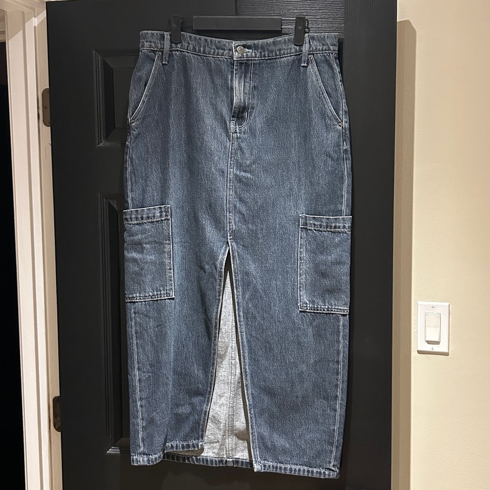 Old Navy Gray Denim Maxi Skirt